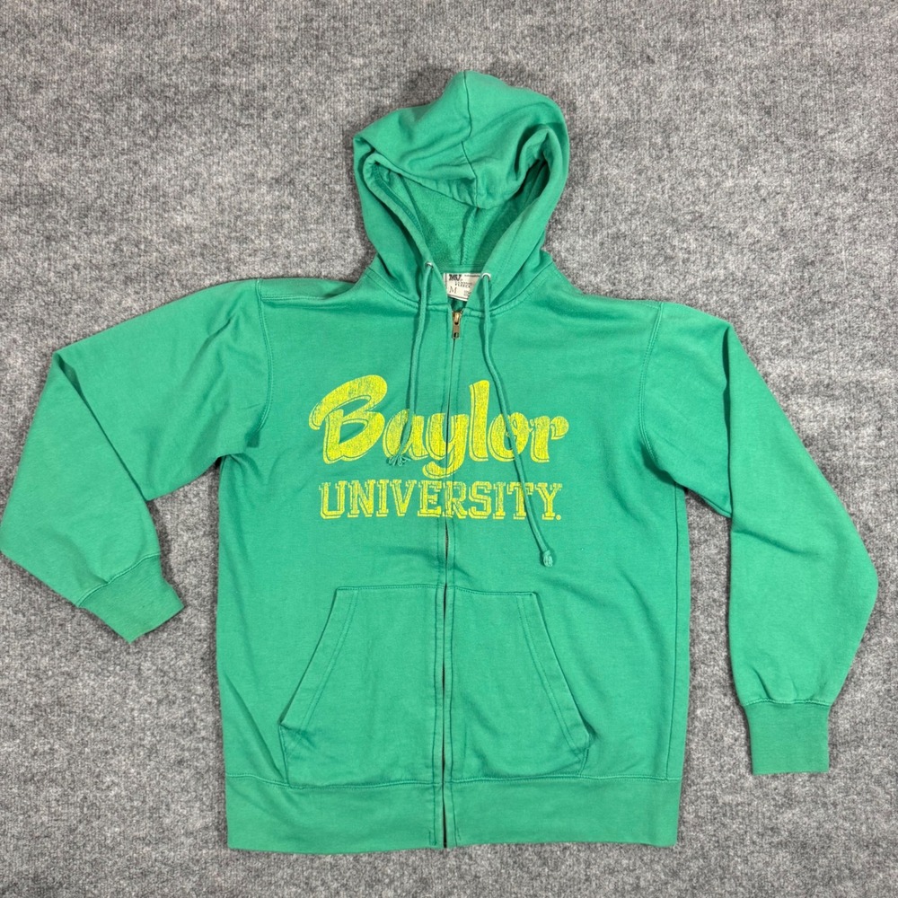 MV Sport Baylor University Full Zip Graphic Hoodie Mens Size Medium Green GUC
